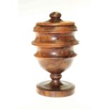 Treen: a turned pedestal bowl and cover