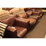 Barker and Stonehouse Brown leather three piece lounge suite