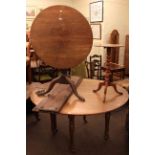 Victorian mahogany D-ends of a larger table and two leaves and two 19th Century tripod occasional