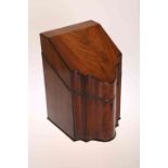 A MAHOGANY SERPENTINE FRONTED KNIFE BOX,