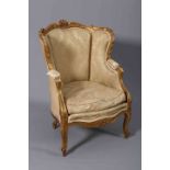 A FRENCH LATE 19TH CENTURY GILTWOOD BERGERE,