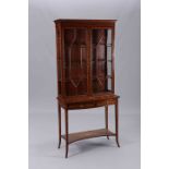 A FINE FLORAL MARQUETRY AND MAHOGANY CABINET ON STAND BY JAMES SHOOLBRED, LATE 19TH CENTURY,