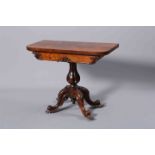 A WILLIAM IV ROSEWOOD FOLDOVER TEA TABLE,