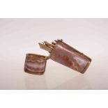 A 19TH CENTURY PINK AGATE CASED NECESSAIRE,