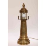 A NOVELTY BRASS LIGHTHOUSE TABLE LAMP.