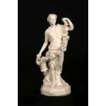A COPELAND PARIAN FIGURE OF A CLASSICAL MAIDEN WITH A GARLAND OF FLOWERS,