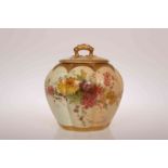 A ROYAL WORCESTER BLUSH IVORY JAR AND COVER, of lobed ovoid form,