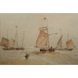 JOHN WILSON CARMICHAEL (1799-1868), BOATS AT SEA, signed with initials lower left, watercolour,