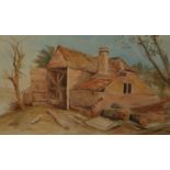 THOMAS COOPER GOTCH (1854-1931) A RURAL BARN, signed lower right, watercolour, framed.