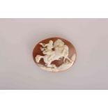 A CARVED SHELL CAMEO, 19TH CENTURY, oval,