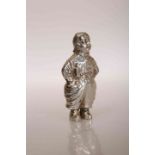 A DUTCH SILVER FIGURAL PEPPER POT, EARLY 20TH CENTURY, H.