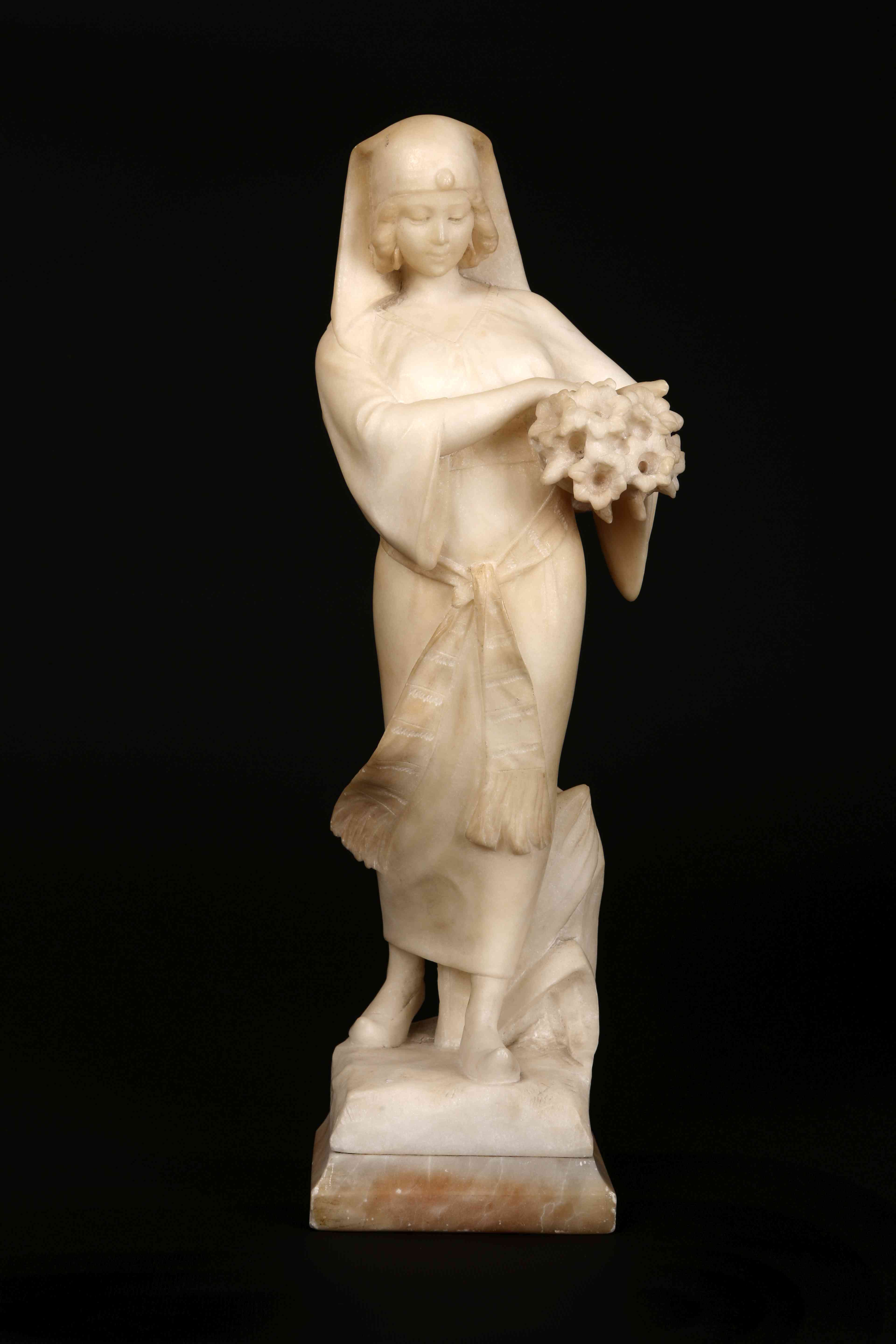 AN ALABASTER FIGURE, 19TH CENTURY,