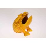 A BURMANTOFTS GROTESQUE SPOON WARMER, LATE 19TH CENTURY, in the form of a toad, yellow glazed, no.