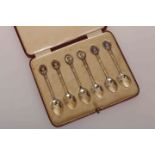 A SET OF SIX SILVER AND ENAMEL CORONATION TEASPOONS, William Hair Haseler, Birmingham 1936, cased.