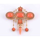 A CORAL SET LOCKET BROOCH, CIRCA 1890,