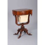 A MID 19TH CENTURY ROSEWOOD WORK TABLE,