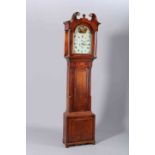 AN EARLY 19TH CENTURY OAK AND MAHOGANY EIGHT DAY LONGCASE CLOCK, JOHNSON, YORK,