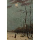 H*** BAKER, FIGURES IN A WOODED WINTER LANDSCAPE, a pair, signed, watercolours, framed.