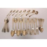 A COLLECTION OF SILVER FLATWARE, mainly Edinburgh, including a set of four table spoons,