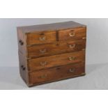 A 19TH CENTURY BRASS AND MAHOGANY CAMPAIGN CHEST,