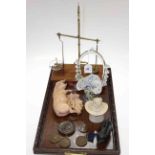 Victorian tokens and medallions, Mawson & Thompson scales, pig model, glass basket, parian box,
