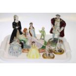 Collection of figures including Coalport, Lladro,