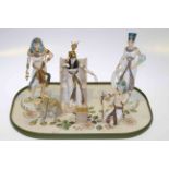 Collection of Egyptian themed figures including Royal Worcester and Coalport