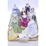 Five Coalport figures, four Franklin porcelain figures,