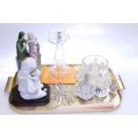 Coalport figure, 'Romeo & Juliet', Lladro figure, Waterford and other glass,