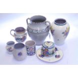 Collection of Poole including Carter, Stabler & Adams two-handled salt-glazed vase,