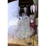 Collection of glass including decanters