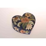 A PIETRA DURA HEART SHAPED BOX, with inlay of flowers in varying hardstones,