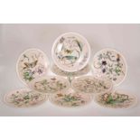 A DERBY PORCELAIN DESSERT SERVICE, CIRCA 1880, comprising three comports and six plates,