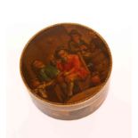 A FRENCH VERNIS MARTIN TORTOISESHELL BOX, circular,