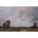 DENNIS ACKROYD (20TH CENTURY), A YORKSHIRE LANDSCAPE, signed, oil on board,