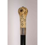 AN IVORY AND PIQUE WALKING CANE, 17th or 18th Century,