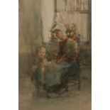 VICTOR NOBLE RAINBIRD (1887-1936), MOTHER AND CHILD, signed and dated 1915, watercolour, framed.