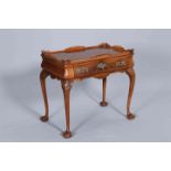 A BURR WALNUT AND WALNUT SILVER TABLE IN CHIPPENDALE STYLE,