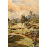 HENRY GEORGE GANDY (1879-1950), GOLF COURSE, CEYLON, signed and dated 1925, watercolour, framed.