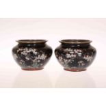 A PAIR OF SMALL JAPANESE CLOISONNE VASES,