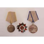 TWO WORLD WAR II RUSSIAN SOVIET COMBAT SERVICE MEDALS,