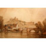 PAUL MARNY (1829-1914), RICHMOND CASTLE, signed with the initial M, watercolour, framed.