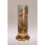 A ROYAL WORCESTER CYLINDRICAL VASE, CIRCA 1932,