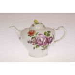 A VIENNA PORCELAIN TEAPOT, 18TH CENTURY, painted with floral sprays and sprigs of foliage,