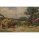 JOHN ATKINSON (1863-1924), "HAYMAKING - HINDERWELL", signed lower right and titled lower left,