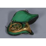 A J.R. LAFLEUR & SON LTD ALLIANCE BRASS FRENCH HORN, no. 17926, cased.