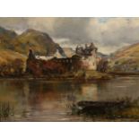 PETER S. BUCHANAN (SCOTTISH, 1860-1911) KILCHURN CASTLE, LOCH AWE, signed lower right, oil on board.