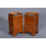 A FINE PAIR OF ART DECO BURR WALNUT CABINETS,