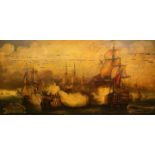 BRITISH SCHOOL, NAVAL BATTLE SCENE, on panel.