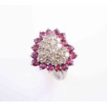 A RUBY AND DIAMOND RING,